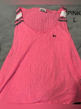 PINK Victoria's Secret Heathered Pink Scoop Neck Tank with Dog Logo